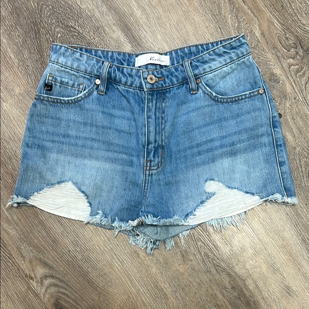 KanCan Blue Jean Shorts Distressed Raw-Edge